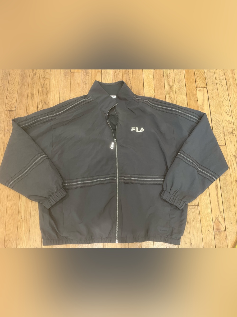 Fila Green/Grey Athletic Zip Track Jacket Large